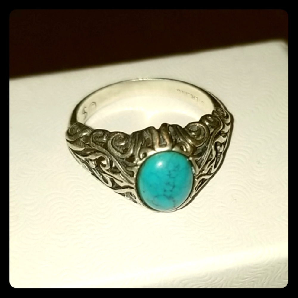 Vintage Sterling Silver Turquoise Ring - Size 6